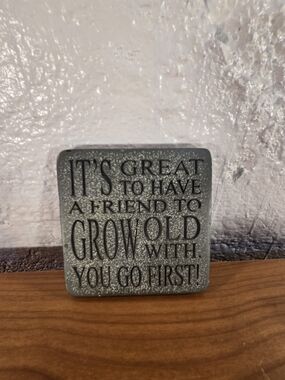 Funny Friend Quote Sign Resin Stone Plaque Grow Old With You Go First Table Desk